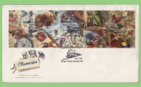 G.B. 1992 Greetings pane on Royal Mail First Day Cover, Kings Cross
