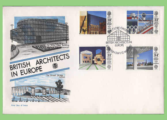 G.B. 1987 Europa, Architecture set on Stuart First Day Cover, Clore Gallery