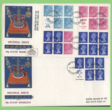 G.B. 1971 set of ten Booklet panes on four Philart First Day Covers, Windsor