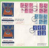 G.B. 1971 set of ten Booklet panes on four Philart First Day Covers, Windsor