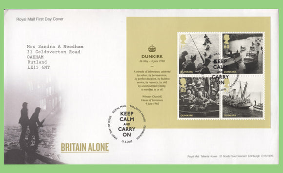 G.B. 2010 Britain Alone mini sheet Royal Mail First Day Cover, Tallents House