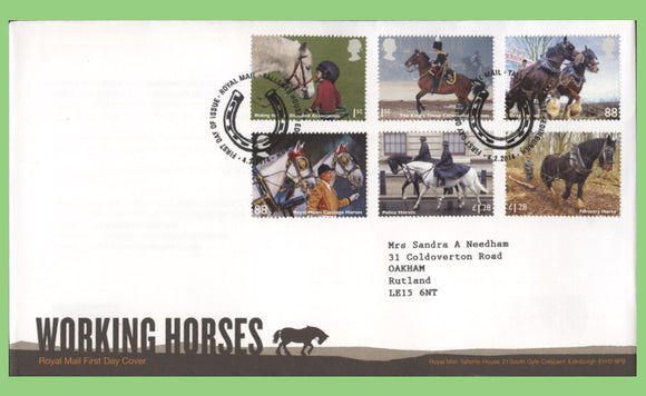 G.B. 2014 Working Horses set on Royal Mail First Day Cover, Tallents House