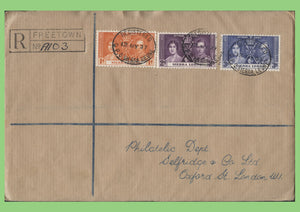 Sierra Leone 1937 KGVI Coronation set on registered First Day Cover