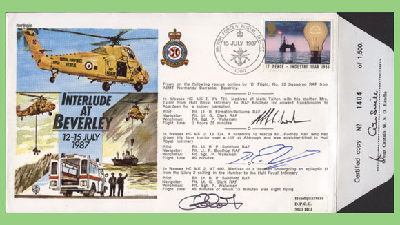 G.B. 1987 RAF Interlude at Beverley, Flown & Signed cover, RAF (RD)11