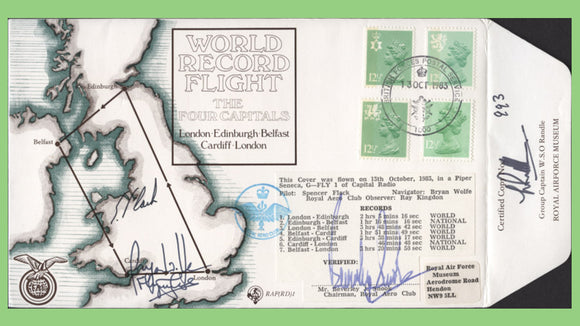 G.B. 1983 RAF World Record Flight, Flown & Signed cover, RAF (RD)1