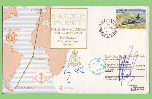 Falkland Islands 1984 RAF World Record Flight, Flown & Signed cover, RAF (RD)4