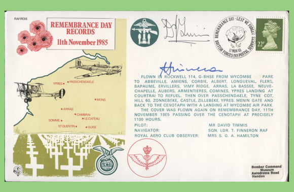 G.B. 1985 RAF Remembrance Day Records, Flown & Signed cover, RAF (RD)8