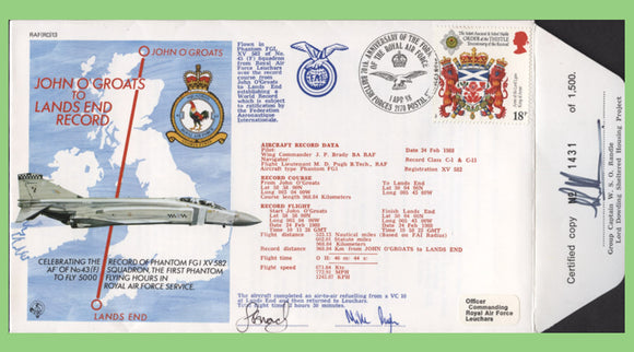 G.B. 1988 RAF Royal Visit flown & signed cover, RAF(RV)13