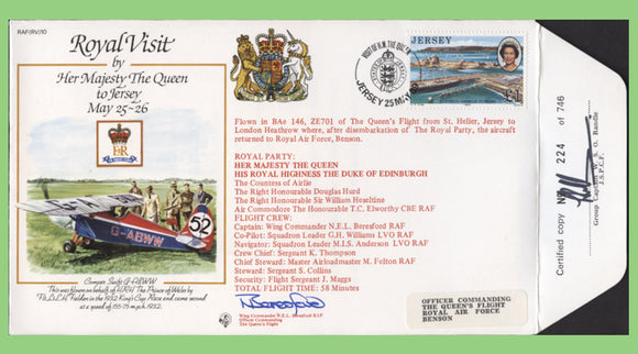 Jersey 1989 RAF Royal Visit flown & signed cover, RAF(RV)10