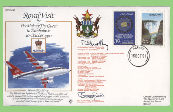 Zimbabwe 1991 RAF Royal Visit flown & signed cover, RAF(RV)26
