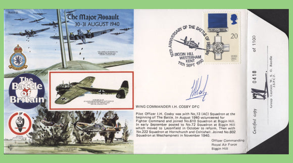 G.B. 1990 RAF Battle of Britain, 'The Major Assault' flown & signed cover, RAFA12