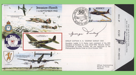 Jersey 1990 RAF Battle of Britain, 'The Night Blitz' flown & signed cover, RAFA13