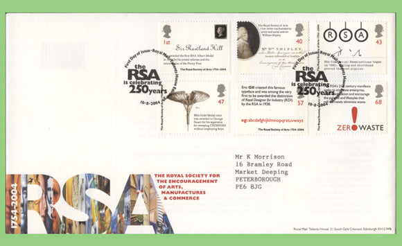 G.B. 2004 The Royal Society set on Royal Mail First Day Cover, Tallents House