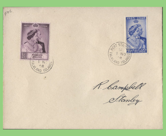 Falkland Islands 1948 KGVI Silver Wedding set on First Day Cover