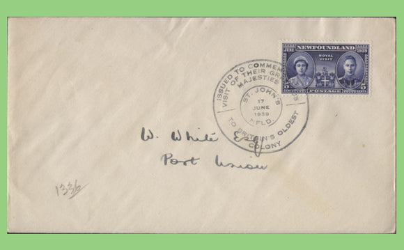 Newfoundland 1939 5c Royal Visit First Day Cover