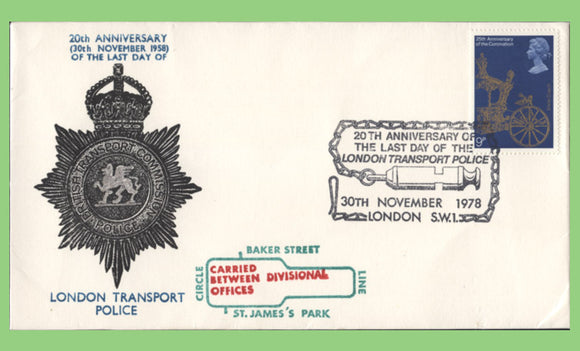 G.B. 1978 20th Anniversary of the Last Day of the London Transport Police commemorative cover