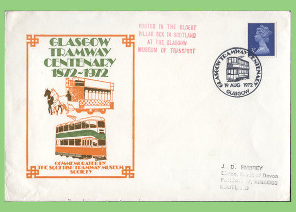 G.B. 1972 100th Glasgow Tramway Centenary commemorative cover