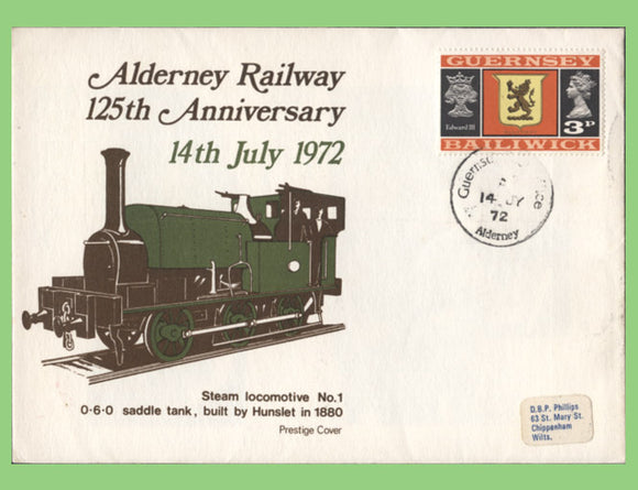 Guernsey 1972 125th Anniversary of Alderney Railway commemorative cover