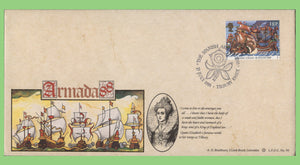 G.B. 1988 Armada 18p single on Bradbury First Day Cover, Tilbury