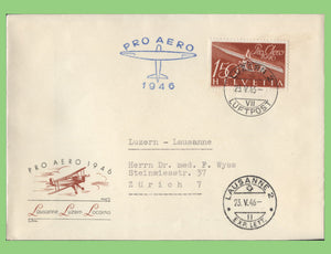 Switzerland 1946 Pro Aero illustrated First Day Cover, Luzern