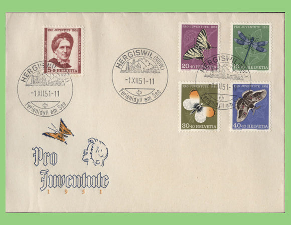 Switzerland 1951 Pro Juventute set on illustrated First Day Cover, Hergiswil