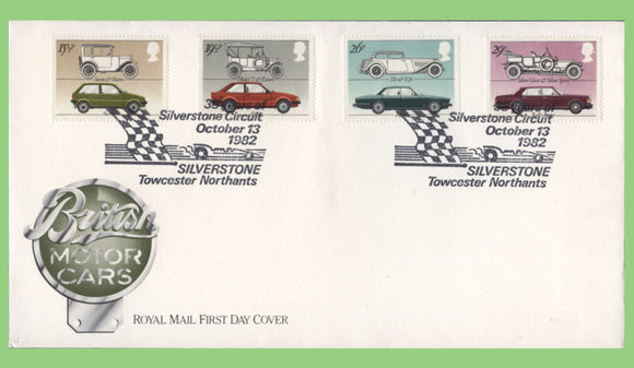 G.B. 1982 British Motor Cars set on u/a Royal Mail First Day Cover, Silverstone