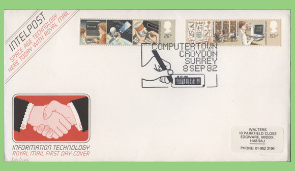 G.B. 1982 Information Technology set on Royal Mail First Day Cover, Croydon