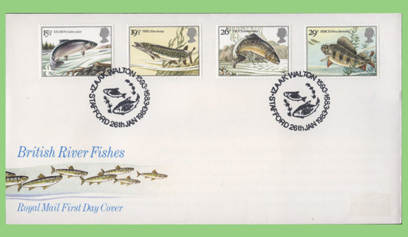 G.B. 1983 River Fishes set u/a Royal Mail First Day Cover, Izaak Walton