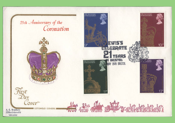G.B. 1978 Coronation set on Cotswold First Day Cover, Bristol