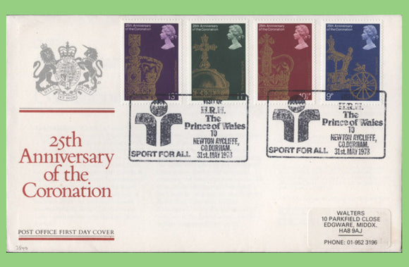 G.B. 1978 Coronation set on Post Office First Day Cover, Sport for All, Newton Aycliffe