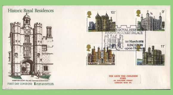 G.B. 1978 Historic Buildings set on Save the Children First Day Cover, Kingston upon Thames