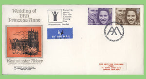 G.B. 1973 Royal Wedding set on Save The Children First Day Cover, Westminster Abbey