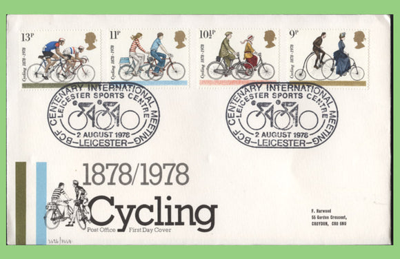 G.B. 1978 Cycling set on Post Office First Day Cover, Leicester
