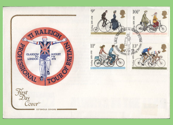 G.B. 1978 Cycling set on Cotswold First Day Cover, Colchester Searchlight Tattoo