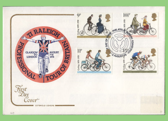 G.B. 1978 Cycling set on Cotswold First Day Cover, Bureau