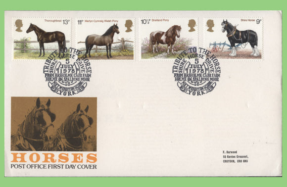 G.B. 1978 Horses set on Post office First Day Cover, York