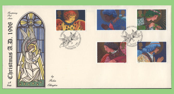 G.B. 1998 Christmas set on 4d Post First Day Cover, Nasareth Caernarfon