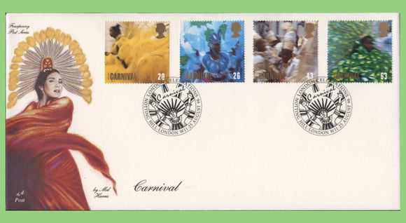 G.B. 1998 Carnival set on 4d Post First Day Cover, Notting Hill London