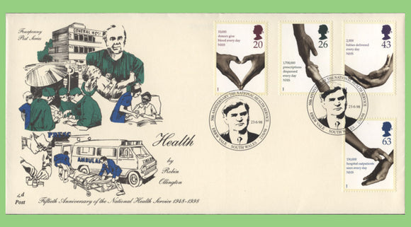 G.B. 1998 NHS Health set on 4d Post First Day Cover, Ebbw Vale, South Wales