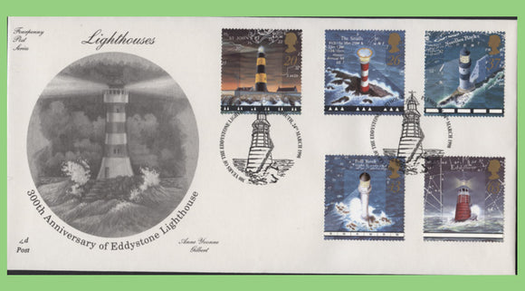 G.B. 1998 Lighthouses set on 4d Post First Day Cover, Eddystone Plymouth
