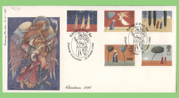 G.B. 1996 Christmas set on 4d Post First Day Cover, Nasareth Caernarfon