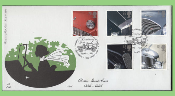 G.B. 1996 Classic Cars set on 4d Post First Day Cover, London