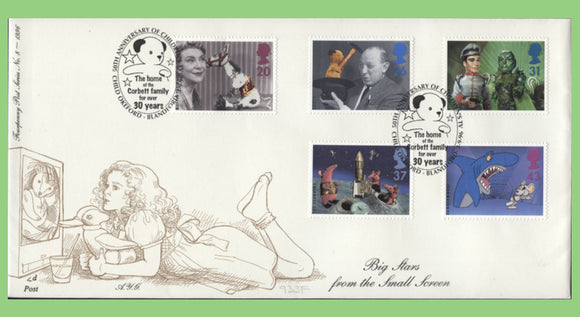 G.B. 1996 Children's TV set on 4d Post First Day Cover, Okeford Blandford