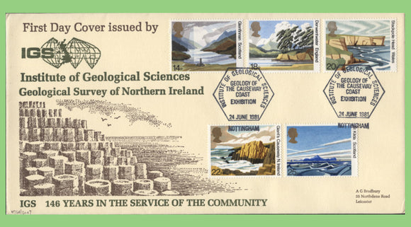 G.B. 1981 National Trust set on official Bradbury First Day Cover, Geology of Causeway, Nottingham