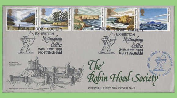 G.B. 1981 National Trust set on official Bradbury First Day Cover, Robin Hood Exhibition