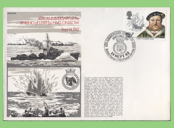 G.B. 198240th Anniversary of sinking of U589 by HMS Onslow, Royal Navy Cover