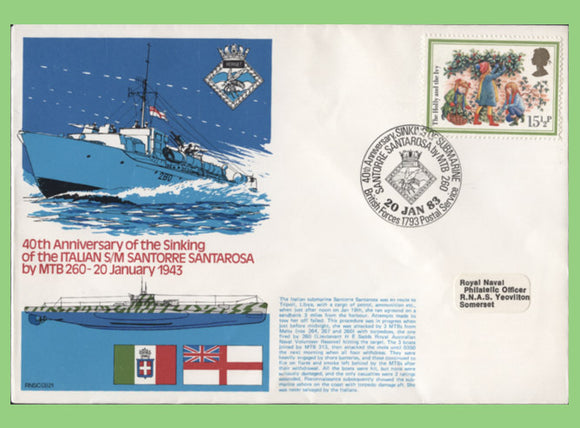 G.B. 1983 40th Anniversary of the sinking of S/M Santorre Santarosa, Royal Navy Cover