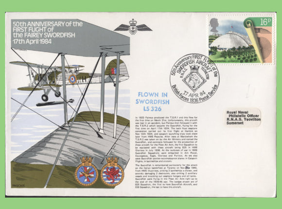 G.B. 1984 50th Anniversary of the First Flight of the Fairy Swordfish, Royal Navy Cover
