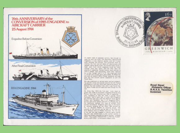 G.B. 1984 70th Anniversary of the conversion of HMS Engadine to Aircraft Carrier, Royal Navy Cover