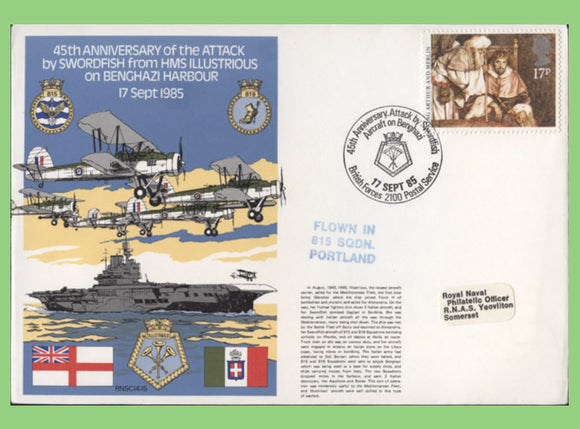 G.B. 1985 45th Anniversary of the Attack by Swordfish from HMS Illustrious, Royal Navy Cover